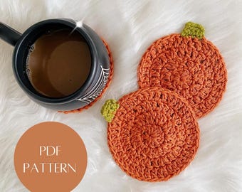 Easy Crochet Pumpkin Coaster Pattern, Fall Decor (PDF Pattern)
