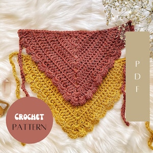 The Kiana Crochet Kerchief Pattern. Crochet Bandana Pattern, Crochet Hair Scarf Pattern