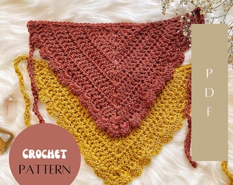The Kiana Crochet Kerchief Pattern. Crochet Bandana Pattern, Crochet Hair Scarf Pattern