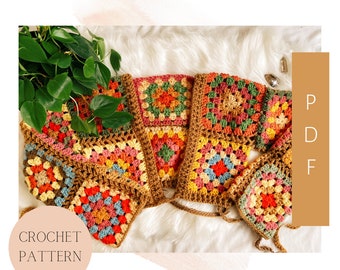 Granny Square Wrap-Top Crochet Pattern, Crochet Wrap Top Pattern, Granny Square Crochet Top Pattern