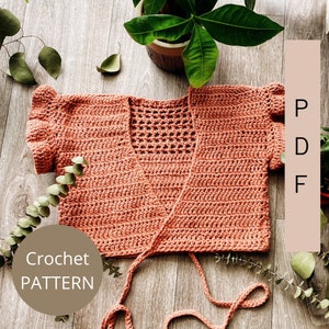 Ruffled-Crochet Wrap Top Pattern/Crochet Top Pattern/Easy Crochet Pattern