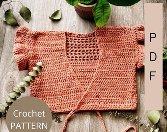 Ruffled Crochet Wrap Top Pattern, Beginner Friendly (PDF Pattern)