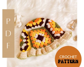 Crochet Granny Square Bucket Hat Pattern (PDF Pattern)