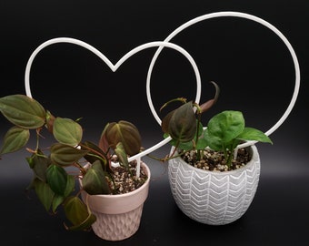 Hoop Trellis and Heart Trellis Set for climbing plants | 3D Printed Trellis for indoor House Plants | Circle | Round