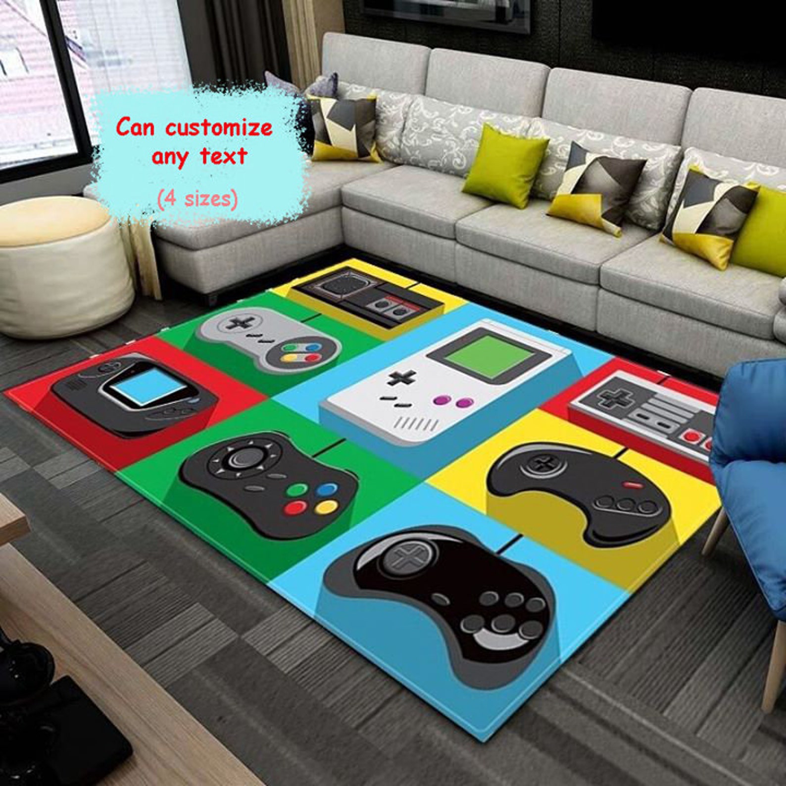 Video Game Controller Graphic Rectangle Rug Game Room Etsy