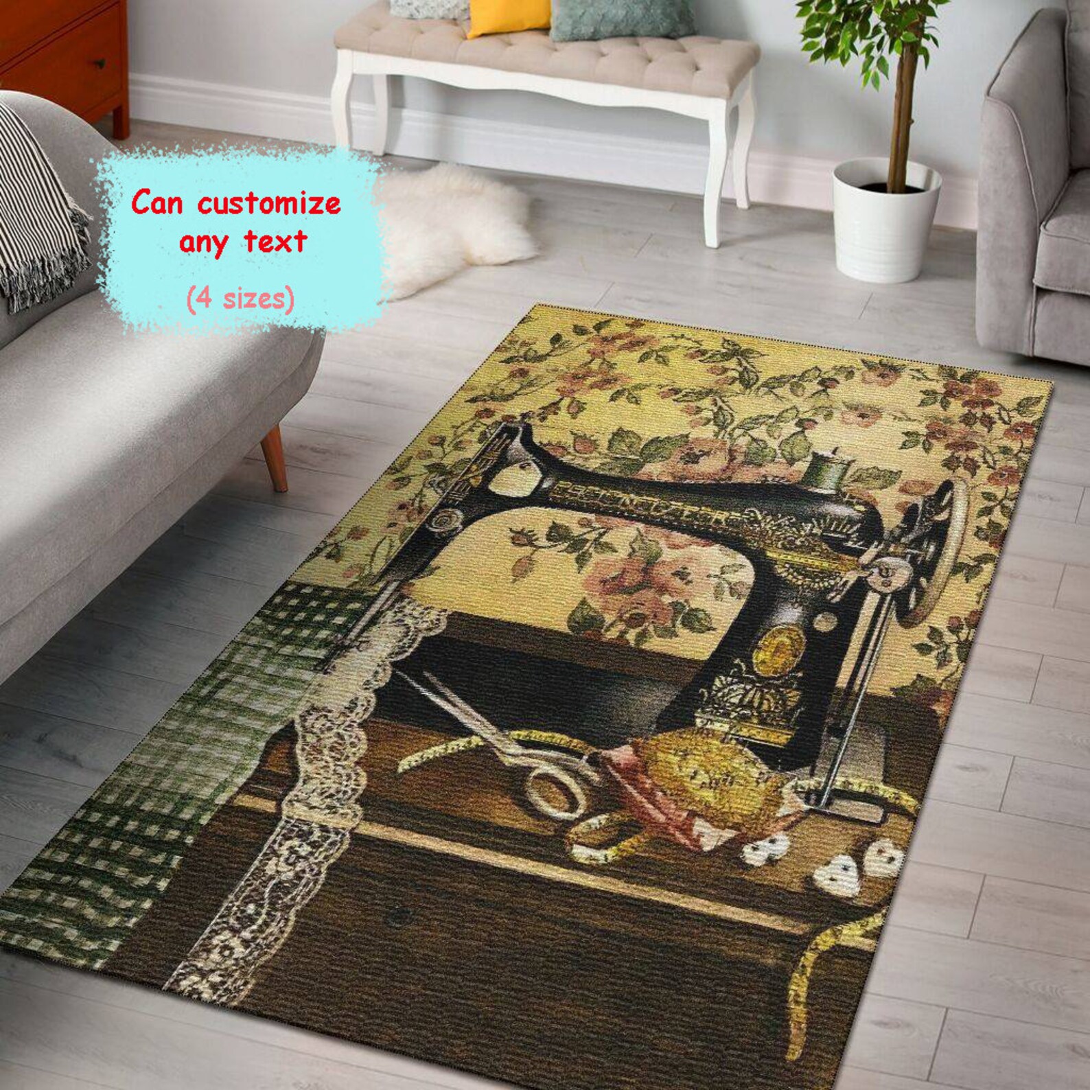 Sewing Machine Sewing Room Rectangle Rug Doormat Personalized Etsy