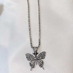 Diamanté Butterfly Necklace