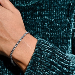 Bransoletka ze srebrnego łańcuszka | Bransoletka warstwowa ze stali nierdzewnej | Bransoletka do układania w stosy | Bransoletka „Sylvie”