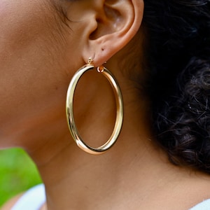 Extra Large Gold Filled Hoop Earrings | ~2.5 Inch Hoop Earrings | 60mm Hoops | Tarnish Free Jewelry | &quot;Jazzi&quot; Hoops