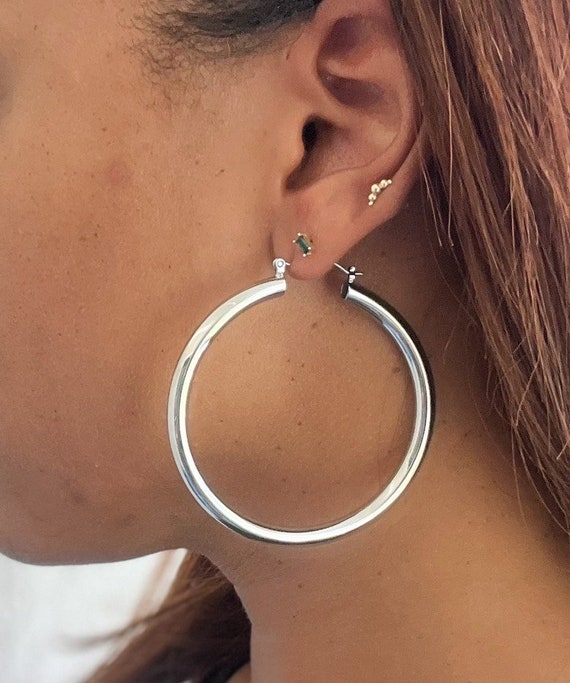 Sheila Fajl Thick Arlene 2.5 inch Hoop Earrings in Brushed Silver Plat –  LavishlyHip