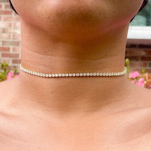 Collana da tennis / Girocollo ingioiellato / Girocollo con diamanti CZ da 2 mm 3 mm / Gioielli da sposa / Girocollo "Alecia"