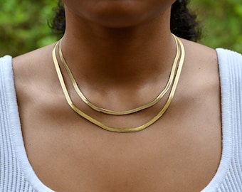 30 Inch Herringbone Choker Gold Gold Herringbone Necklace
