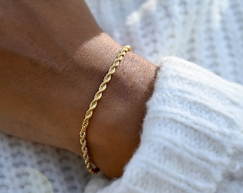 Gouden koordketting | 18k gold filled gelaagde armband | Stapelarmband | 'Lexi'-armband