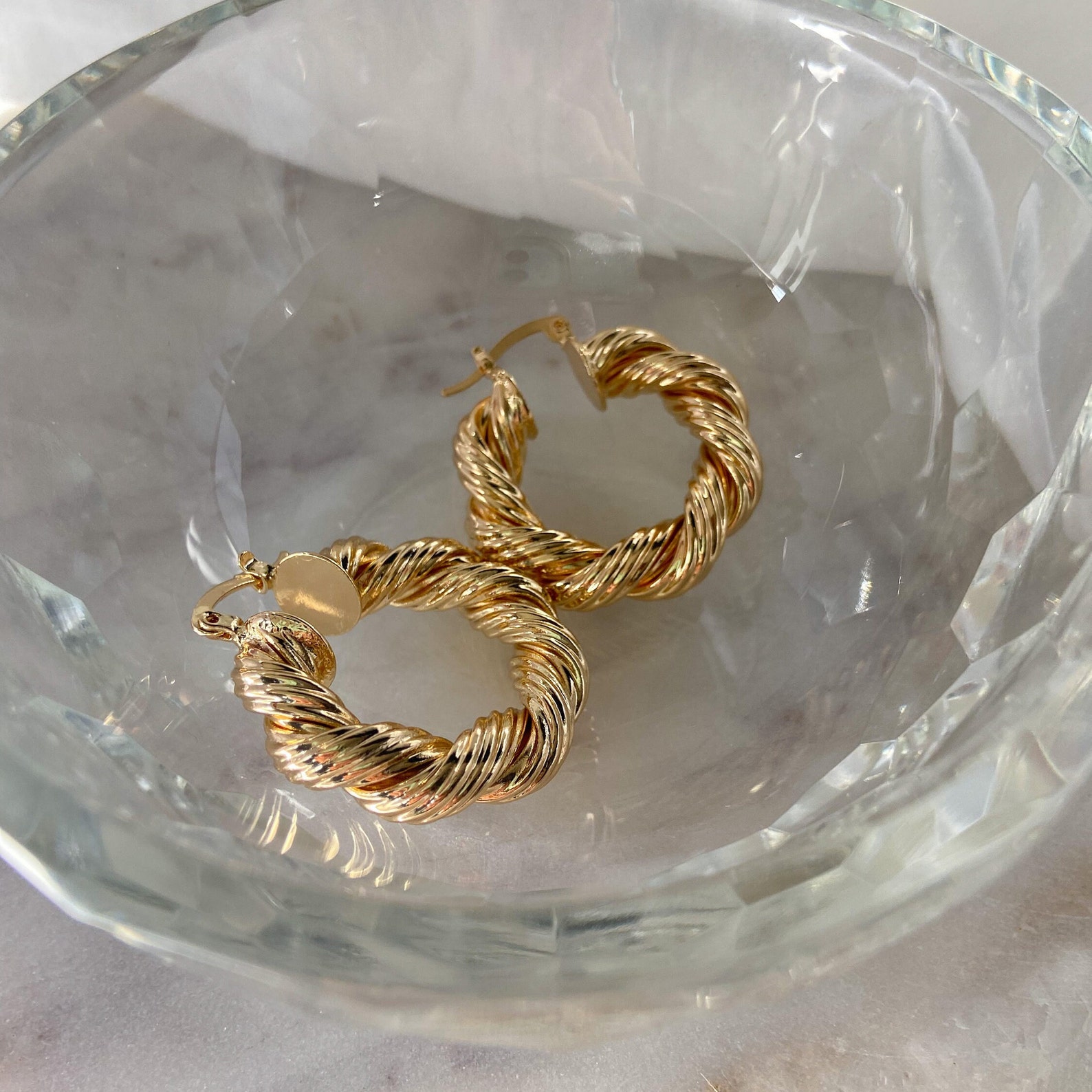Small Twisted Hoop Earrings | 30mm Chunky Gold Hoops | Vintage Hoops ...