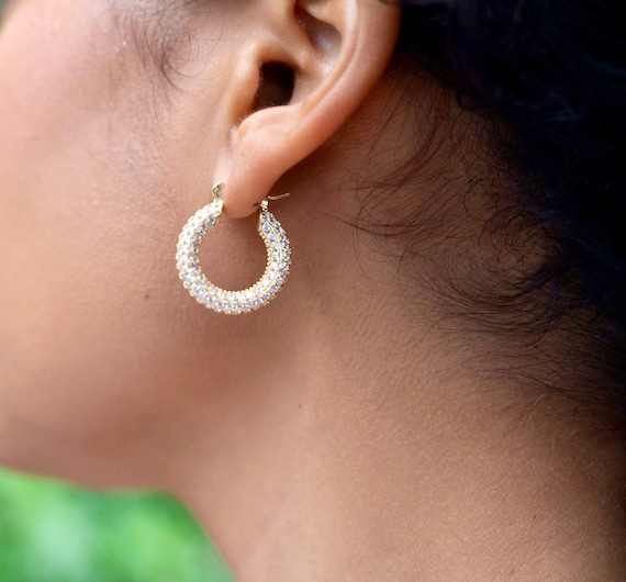 Dainty Jeweled Hoop Earrings Sparkly Hoops 22mm Hoops taliyah