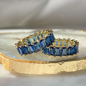 Blue Eternity Ring | Sapphire Baguette Ring | Blue Jeweled Ring | "Azul" Ring