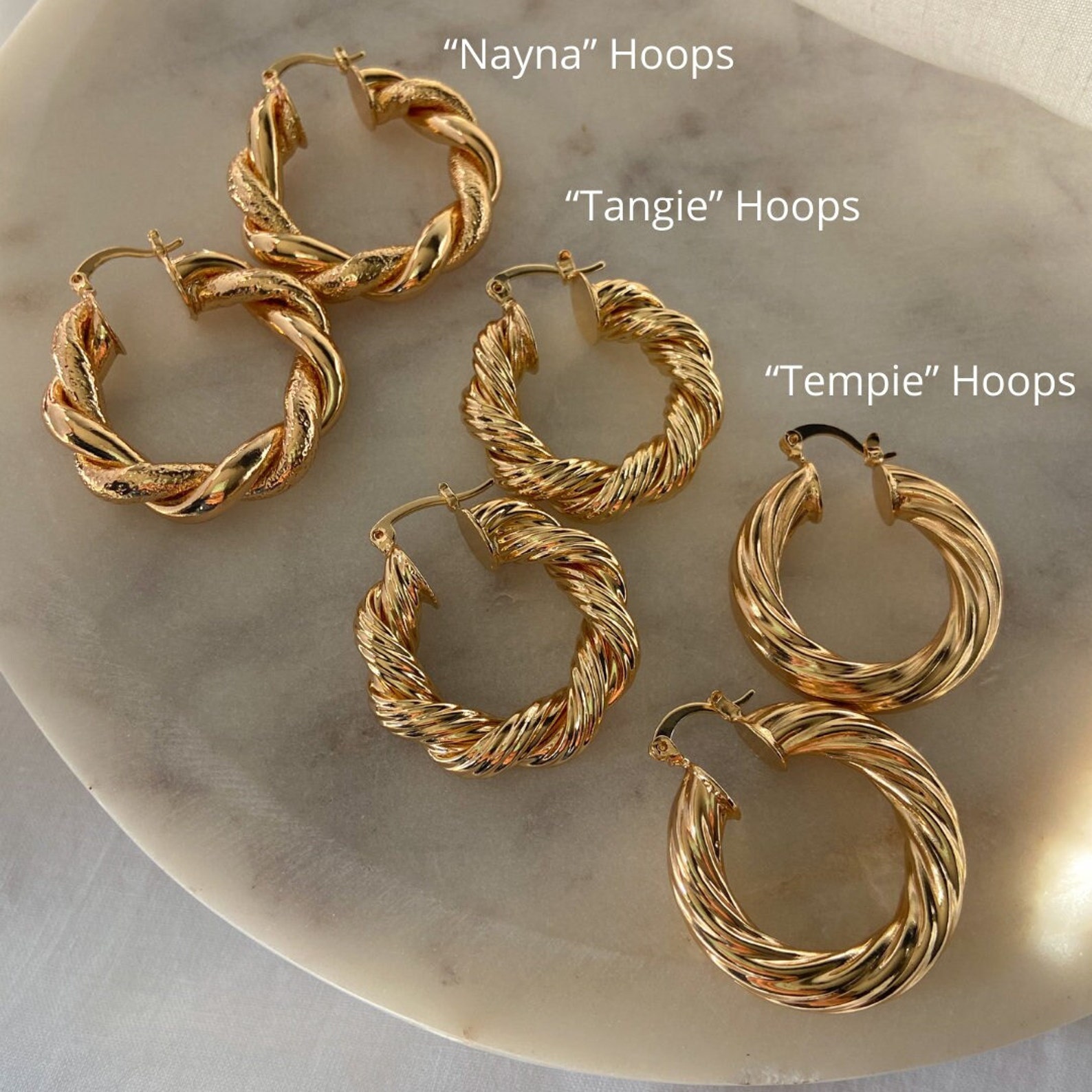 Small Twisted Hoop Earrings | 30mm Chunky Gold Hoops | Vintage Hoops ...