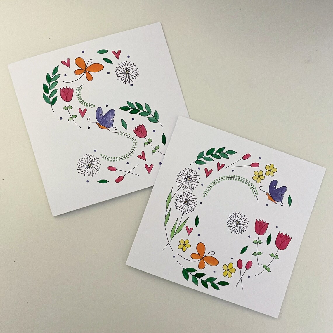 Hand Painted Letter Cards Etsy UK