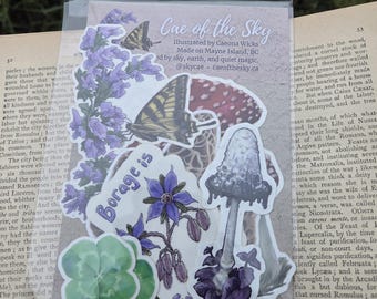 Whimsical Fantasy Sticker Pack | Fairy, Mushroom & Botanical Stickers | Cottagecore, Witchy, Nature Art Vinyl Stickers