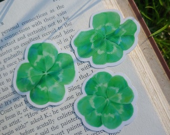 Four Leaf Clover Stickers, Lucky Shamrock Decals, Set of 3