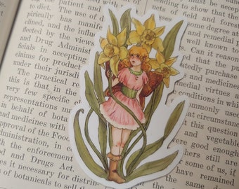 Daffodil Fairy Vinyl Sticker | Cottagecore Laptop Decor