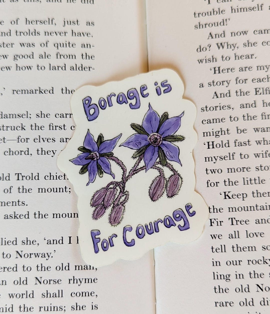 Borage is for Courage Vinyl Sticker | Weatherproof Floral Decal - Etsy