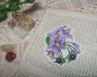 Nightshade Belladonna Flower Sticker || Vinyl, Cottagecore, Poisoners Apocothery, Dreamy, Magical Garden, Fairy Herbalism Decal