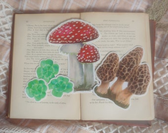 Mini Mushroom and Shamrock Vinyl Sticker Pack, Lucky Forager, Eco Friendly
