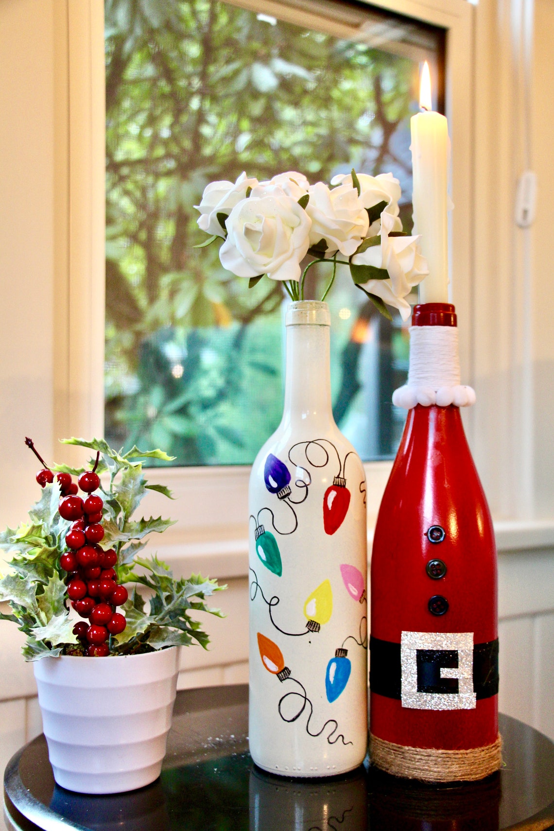 Wine Bottle Christmas Decor Etsy
