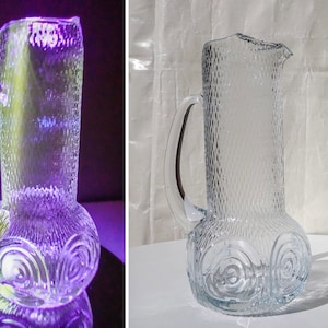 50&#39;s - 60&#39;s Cocktail Pitcher - UV Reactive MCM Pitcher - Textured Glass