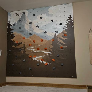 Mountain Trail climbing wall for kids, custom climbing wall, wooden wall for kids with climbing stones, painted climbing wall, kletterwand
