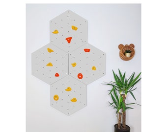 Muro de escalada infantil, madera contrachapada hexagonal, piedras para escalar, juego de 4