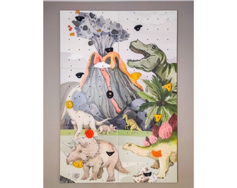 Painted Wooden Climbing Wall for Kids, dinosaurs climbing panels