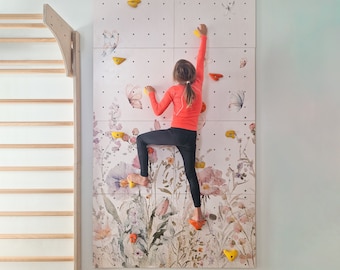 Muro de escalada floral para niños, juego de 3 piezas de madera contrachapada de abedul