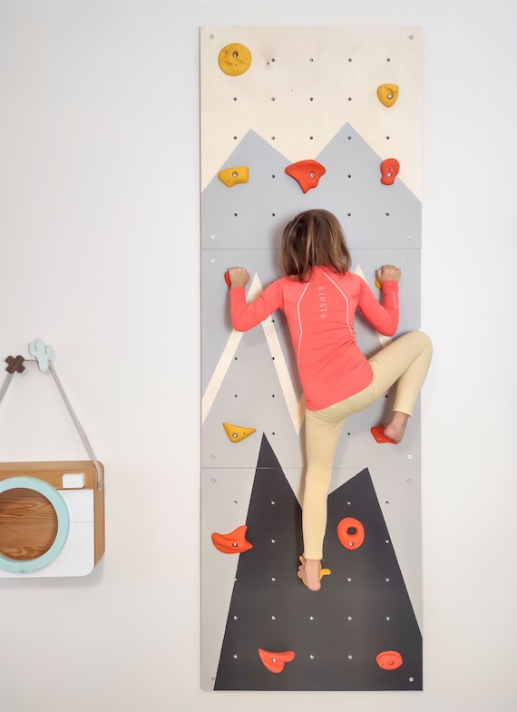 MAMOI Muro De Escalada Infantil De Madera Natural – Sostenible, Con Agujeros Para Presas – 100% Ecológico