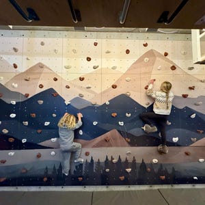 Mountain landscape climbing wall, custom climbing wall, 4 custom panels