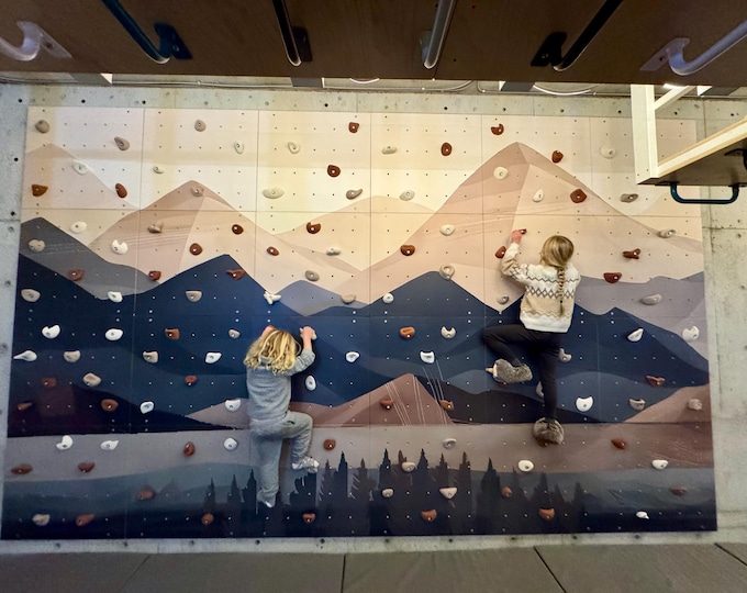Modular Mountain Landscape Climbing Wall – Pastel Nature Panorama for Kids