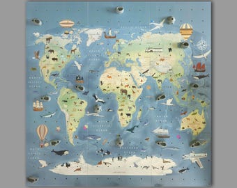 Climbing wall “World Map with Animals”