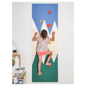 climbing wall for kids set of 3, mountain climbing wall, wooden wall for kids with climbing stones, painted climbing wall, kletterwand
