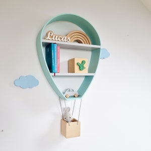 Półka na balony powietrzne, zestaw przestrzeni z chmurami, Deko für Kinderzimmer, półka na balony dla dziewczynek, Heißluftballon