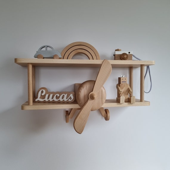 Wooden airplane shelf deals