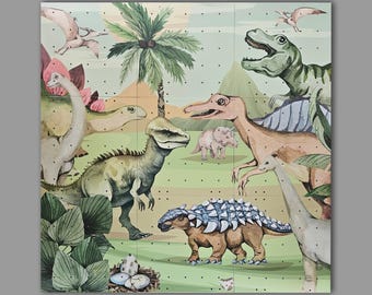 Muro de escalada de madera para niños, tema de dinosaurios, Kletterwand