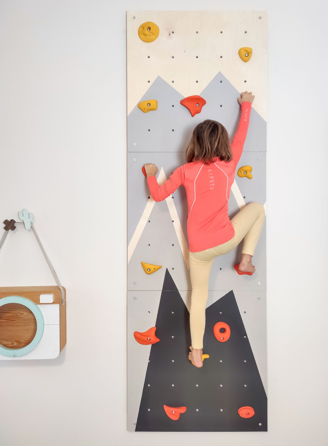 Climbing Wall for Kids Set of 3, Mountain Climbing Wall, Painted