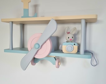 Handmade Wooden Airplane Shelf, Kids Room Decor