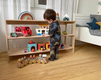 wooden toy shelf, montessori wooden shelf, XXL wooden shelf, toddler bookshelf, bookshelf with name, montessori open shelf, bookcase