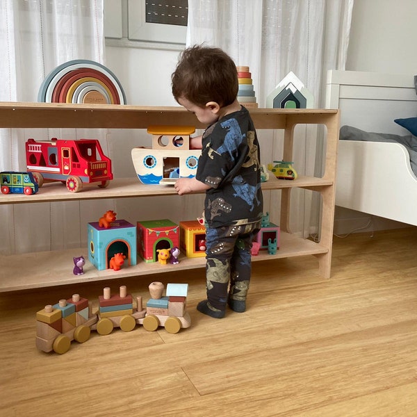 étagère à jouets en bois, étagère en bois montessori, étagère en bois XXL, étagère pour tout-petits, étagère avec nom, étagère ouverte montessori, bibliothèque