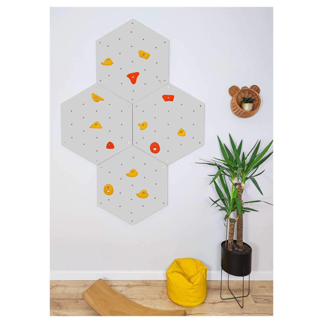 Painting Climbing Wall for Kids Set of 4 Hexagon Shape, Mountain