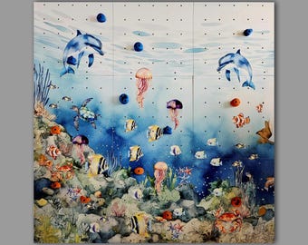 Unterwasser-Kletterwand, Klettersteine aus Holz für Kinder, individuell bemalt