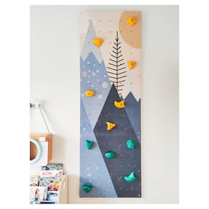 climbing wall for kids set of 3, mountain climbing wall, wooden wall for kids with climbing stones, painted climbing wall, kletterwand