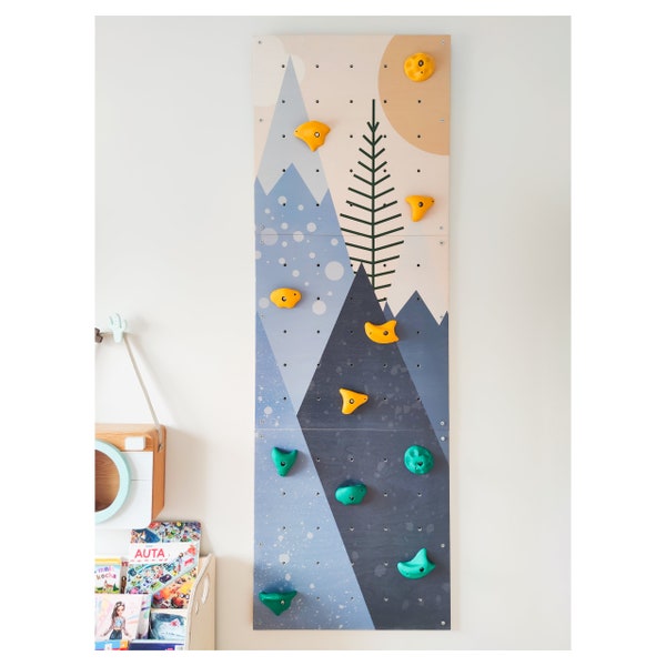 lot de 3 murs d'escalade pour enfants, mur d'escalade, mur en bois pour enfants avec pierres d'escalade, mur d'escalade peint, baguette magique